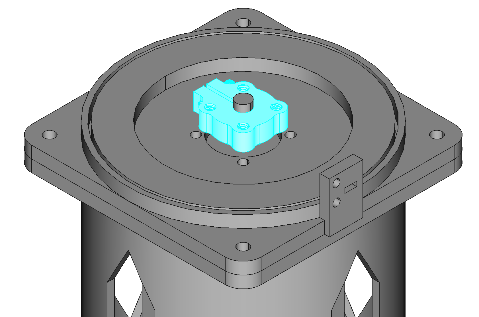 hub j0 mounted to motor j0 CAD